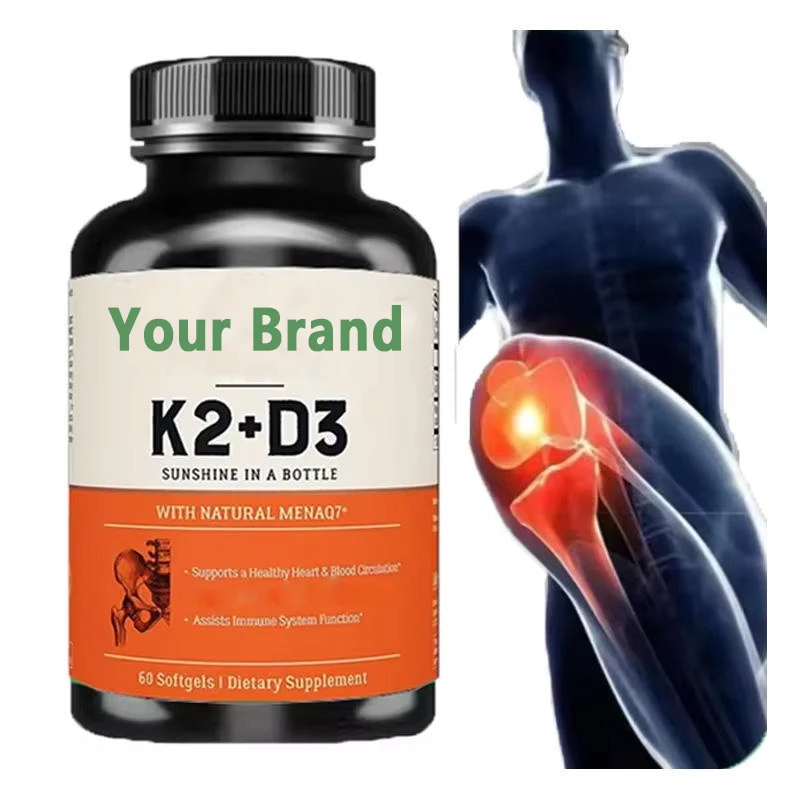 Healthcare Supplement Vitamin D3+K2 Magnesium Calcium Supplement Support for Kid Adults 60pcs Organic Vitamin Soft Candy Gummies