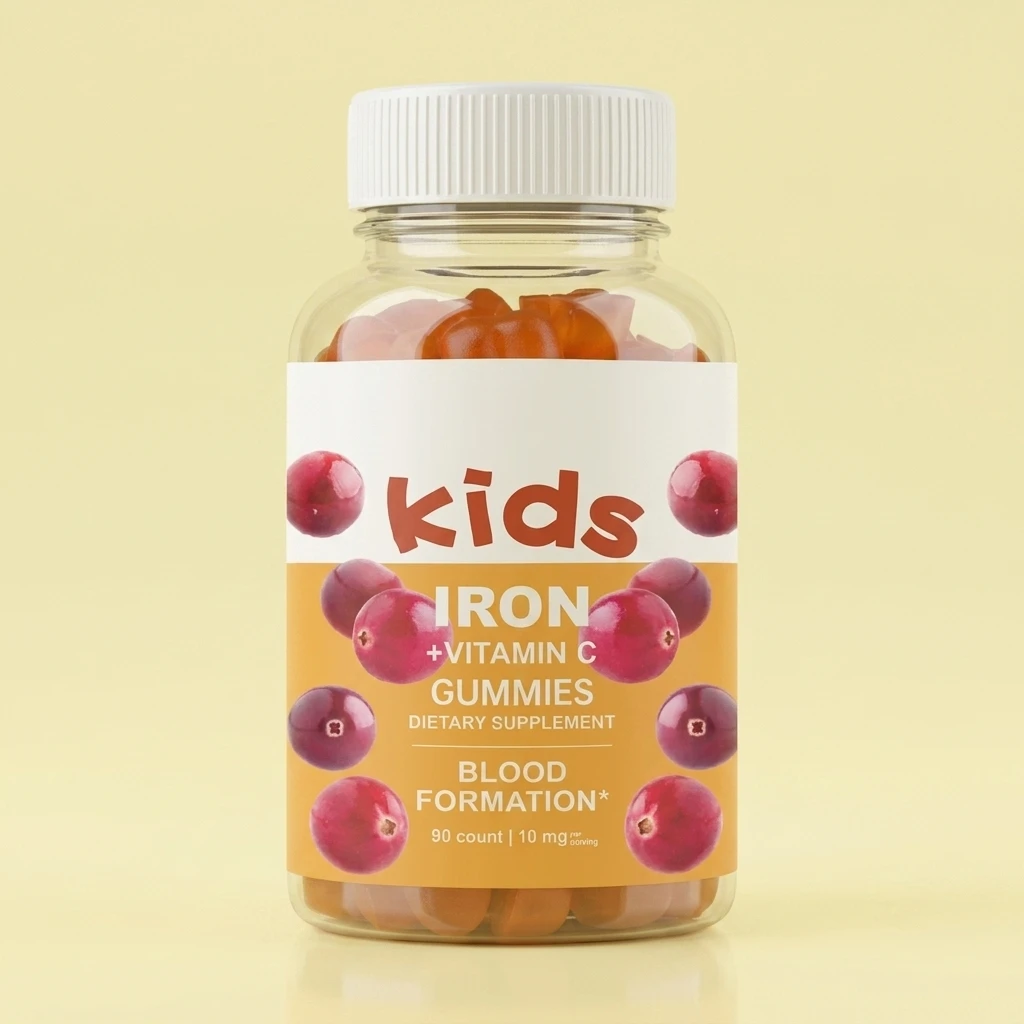 Wholesale Private Label 90 Count Kids Iron Gummies with Vitamin C Support Health Blood Gummies Supplement