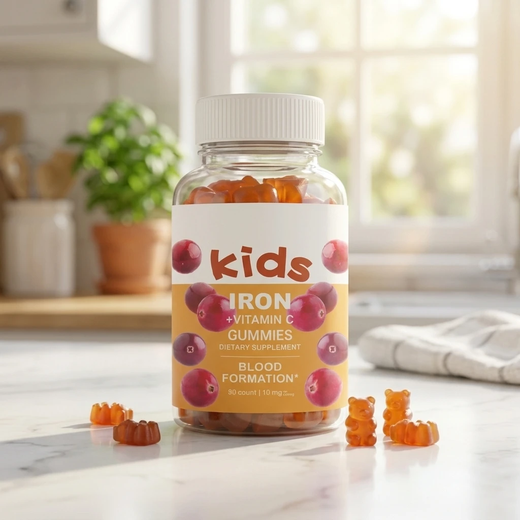Wholesale Private Label 90 Count Kids Iron Gummies with Vitamin C Support Health Blood Gummies Supplement