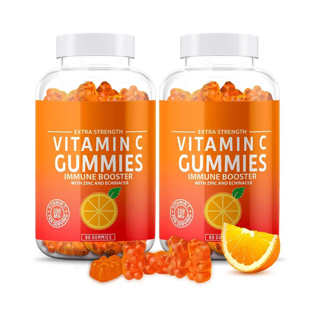OEM/ODM Health Vitamin C Gummies Orange Flavor Immune Booster Vitamin C Gummies with Zinc for Kids Adult