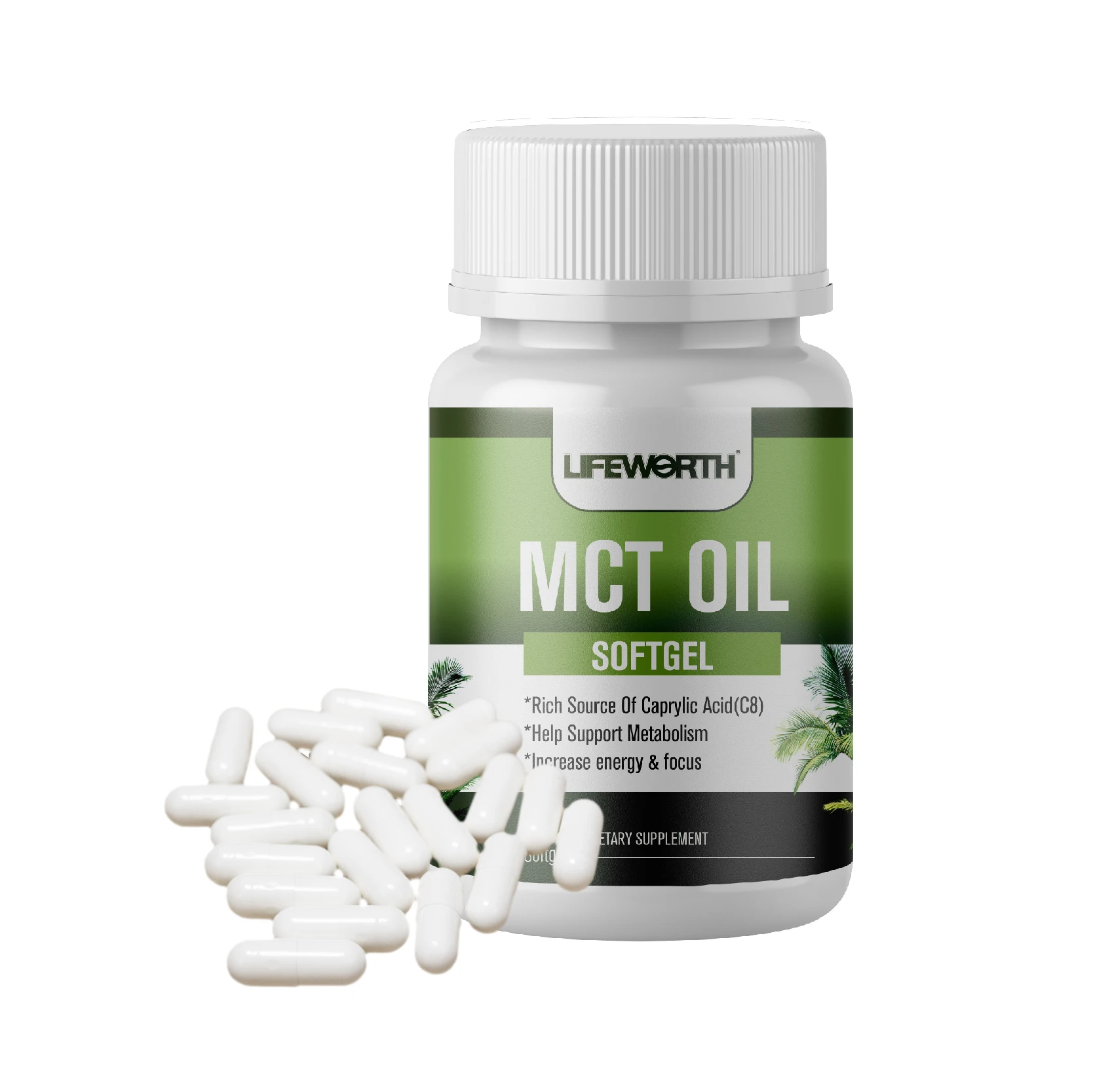Lifeworth Private Label Wholesale Coconut MCT Oil C8 for Morning Coffee Sustained Energy