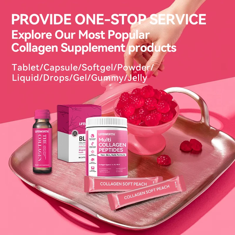 LIFEWORTH Mango Peach Flavor 5000mg Marine Collagen Peptides Liquid Sachets Support Skin Hair Health