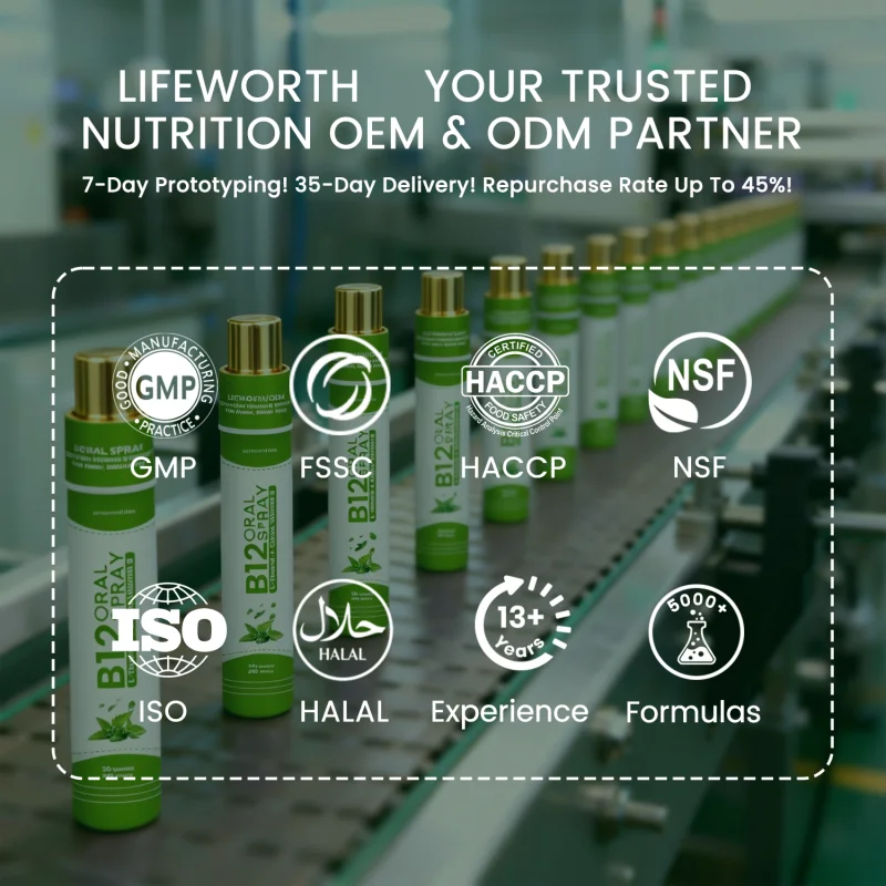 LIFEWORTH Enhance Energy Vitamin B12 Complex Liquid Oral Spray Mental Health Focus Support