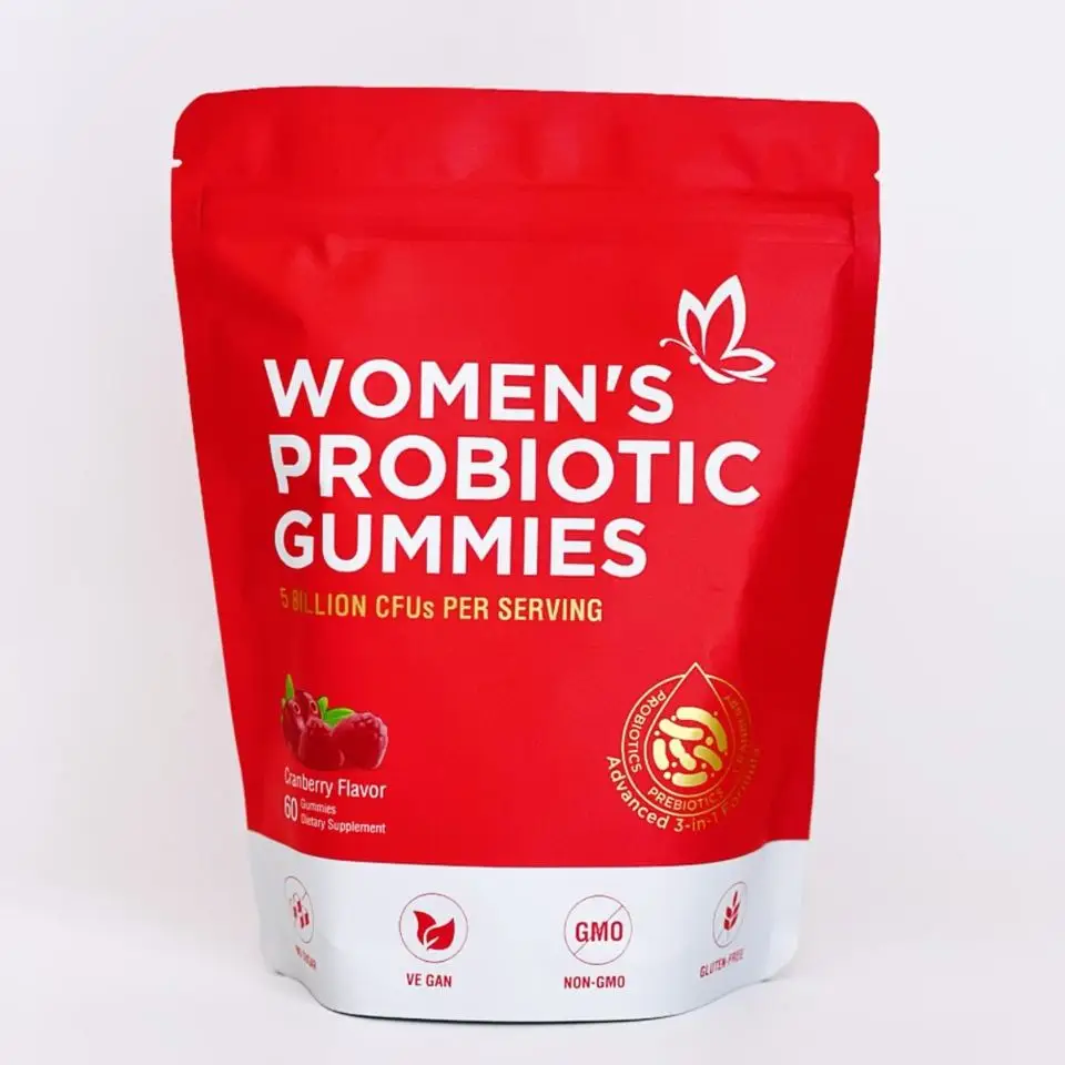 Women's Probiotic Gummies Cranberry Flavor 60 Count 5 Billion CFUs Sugar-Free Vegan Non-GMO