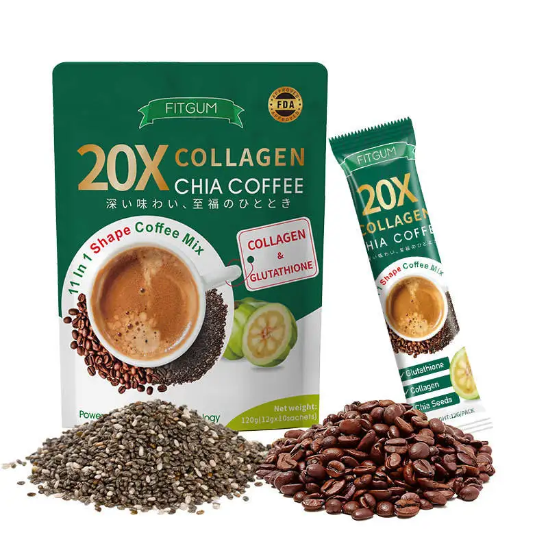 Original Collagen Instant Coffee with Chia Seeds Sweet Chocolate Flavor Bagged