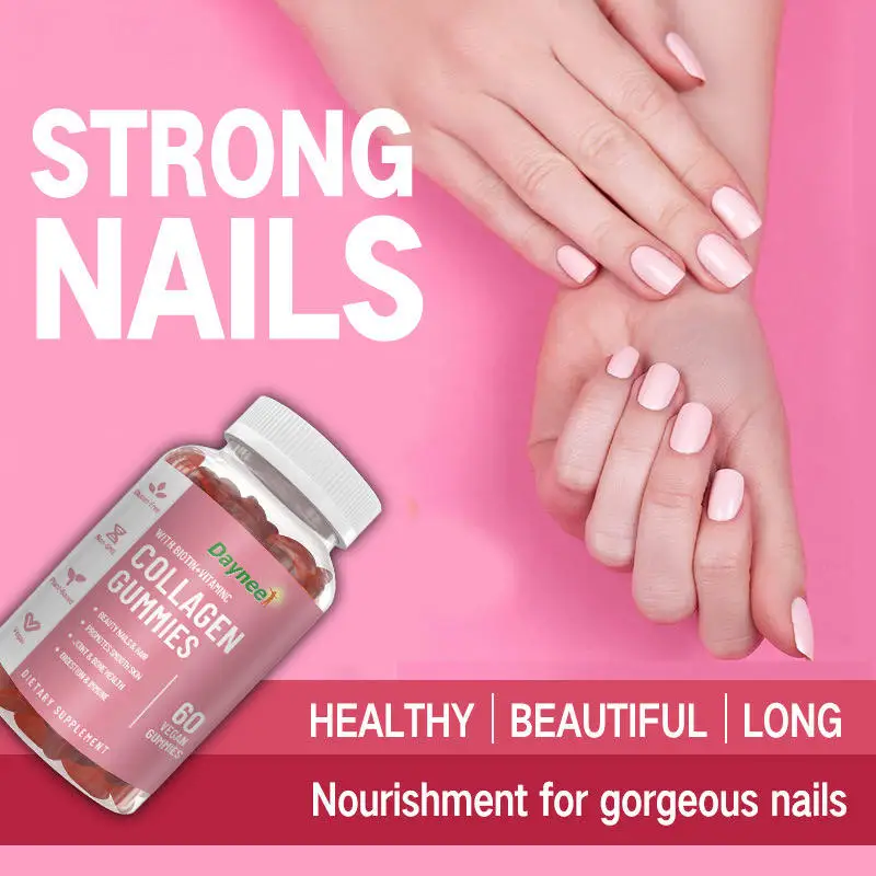 OEM/ODM Private Label Collagen Gummies Multi-Vitamin Beauty Product for Hair Skin Nail Health Wrinkle-Fighting Support for Adult