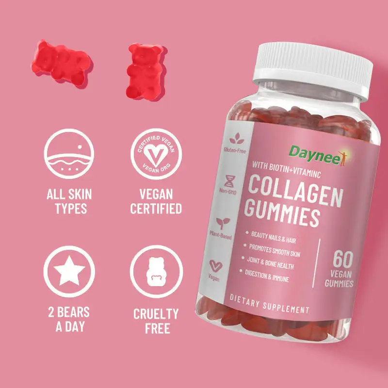 OEM/ODM Private Label Collagen Gummies Multi-Vitamin Beauty Product for Hair Skin Nail Health Wrinkle-Fighting Support for Adult