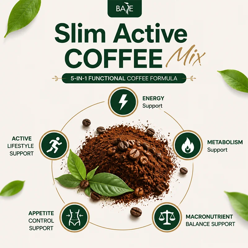 Premium Slim Active Functional Coffee Mix 5-in-1 Complex Powder Supplement for Optimized Metabolism & Sustained Active Living