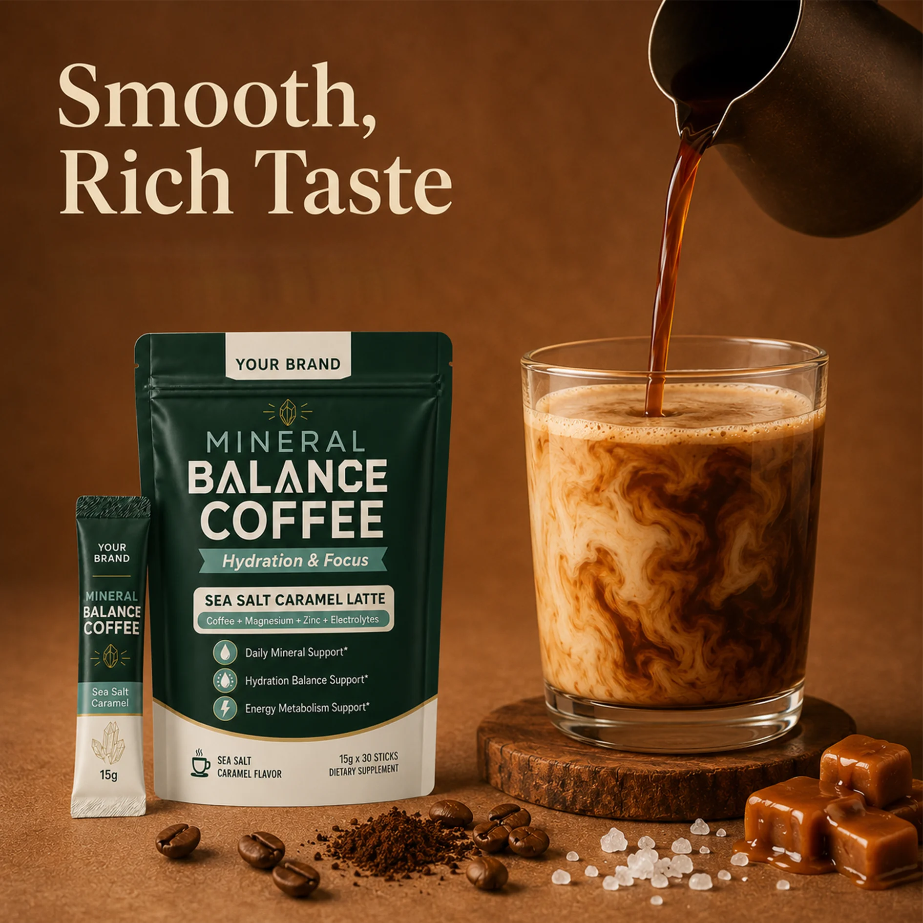 Electrolyte Mineral Balance Coffee Powder Supplement to Replenish Essential Minerals Support Hydration & Steady Daily Energy