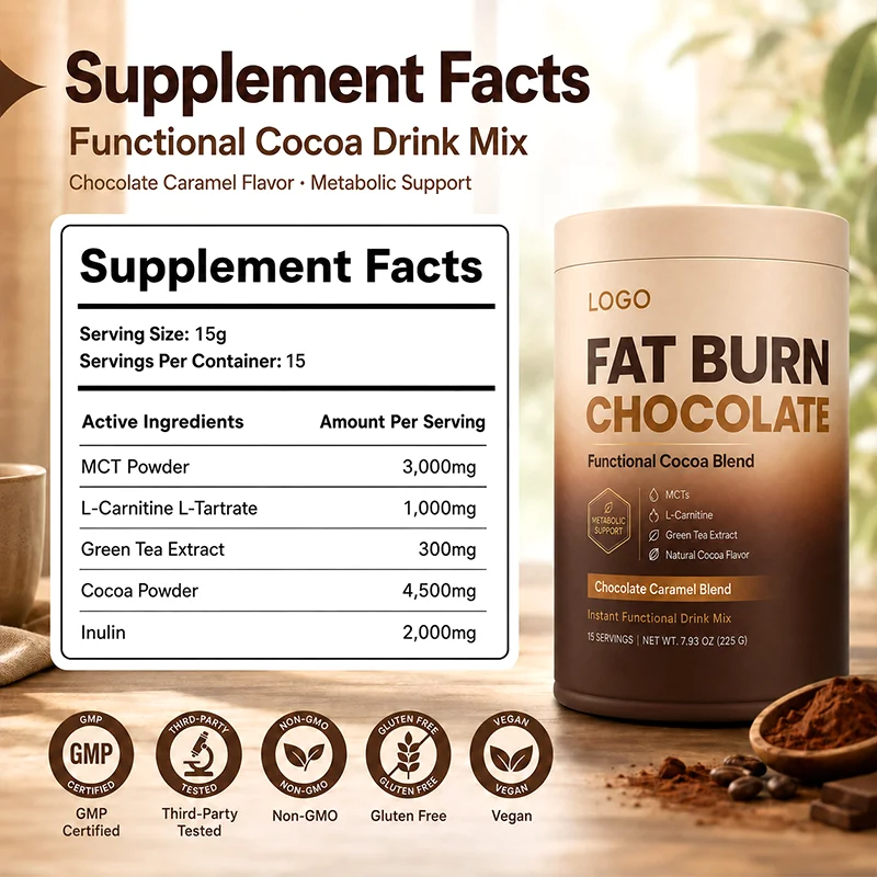 Chocolate Caramel Fat Burn Instant Functional Powder with L-Carnitine Extract Supplement to Support Healthy Metabolic Product