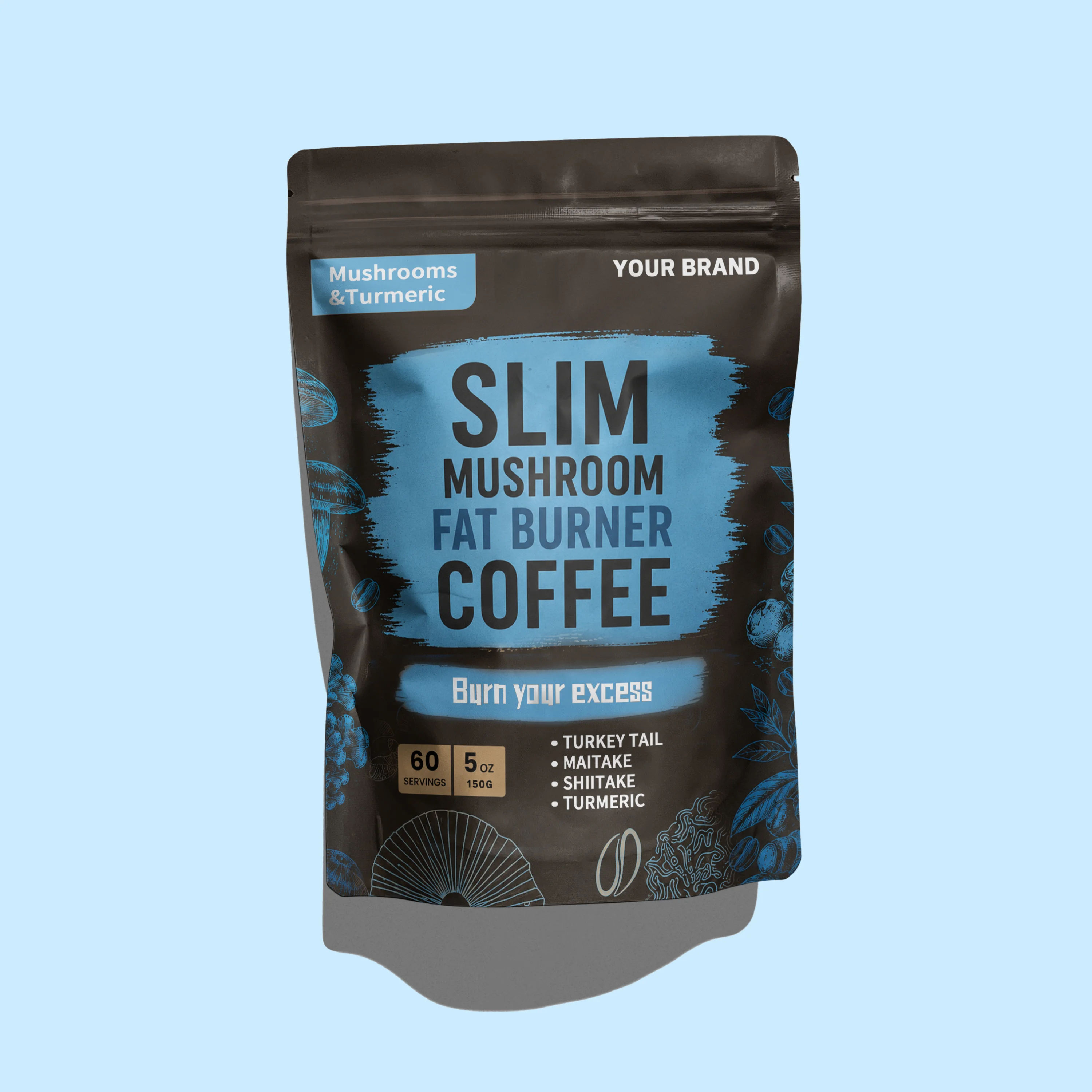 Mushroom Instant Coffee Supplement with Shiitake & Maitake Extracts for Support Weight Loss Management Products