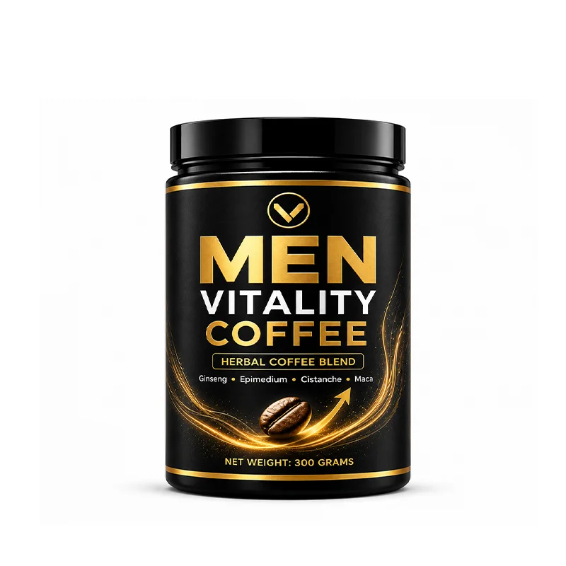 OEM Adult Men's Natural Herbal Coffee Powder Maca Ginseng Epimedium Extract Supplement Supports Male Stamina Vitality Daily