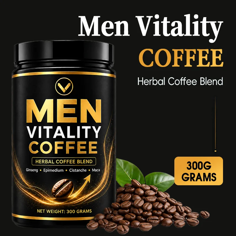 OEM Adult Men's Natural Herbal Coffee Powder Maca Ginseng Epimedium Extract Supplement Supports Male Stamina Vitality Daily