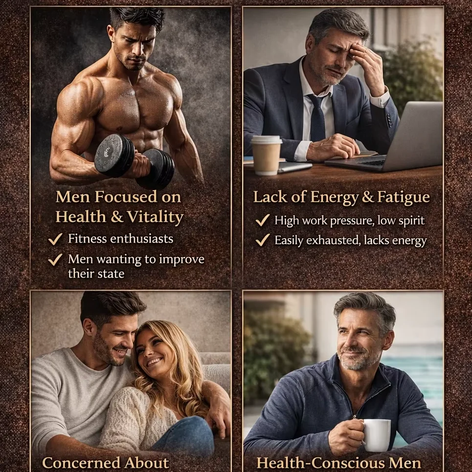 Herbal Coffee Powder for Adult Men's Vitality Maca Panax Ginseng Cordyceps & Ashwagandha Blend Natural Energy & Stamina Support
