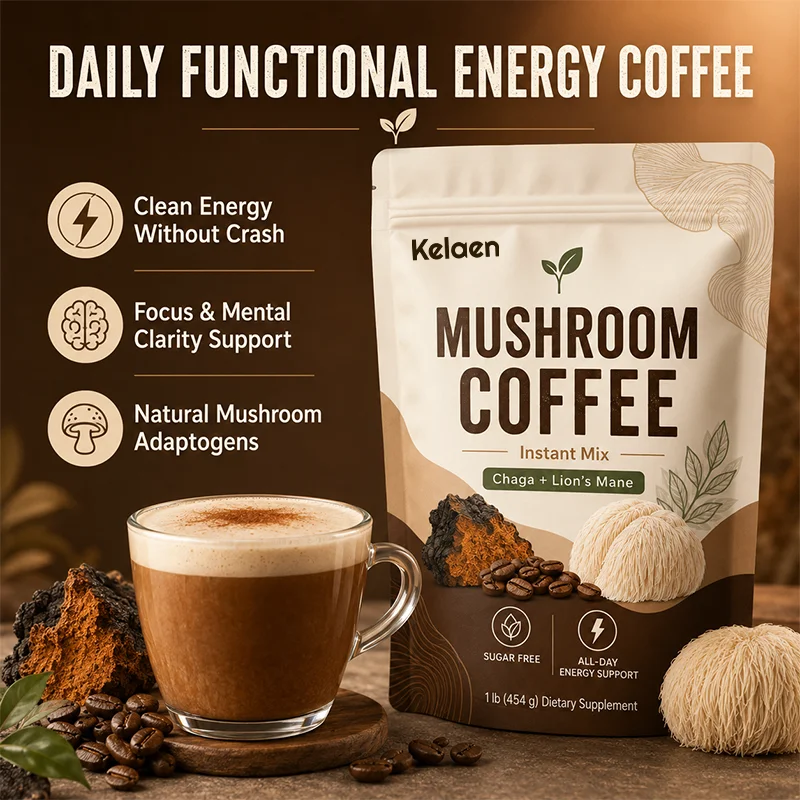 Premium Mushroom Coffee Powder with Lion's Mane Natural Gentle Supplement for Sustained Balanced Energy & Sharp Mental Clarity