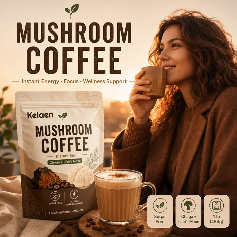 Premium Mushroom Coffee Powder with Lion's Mane Natural Gentle Supplement for Sustained Balanced Energy & Sharp Mental Clarity