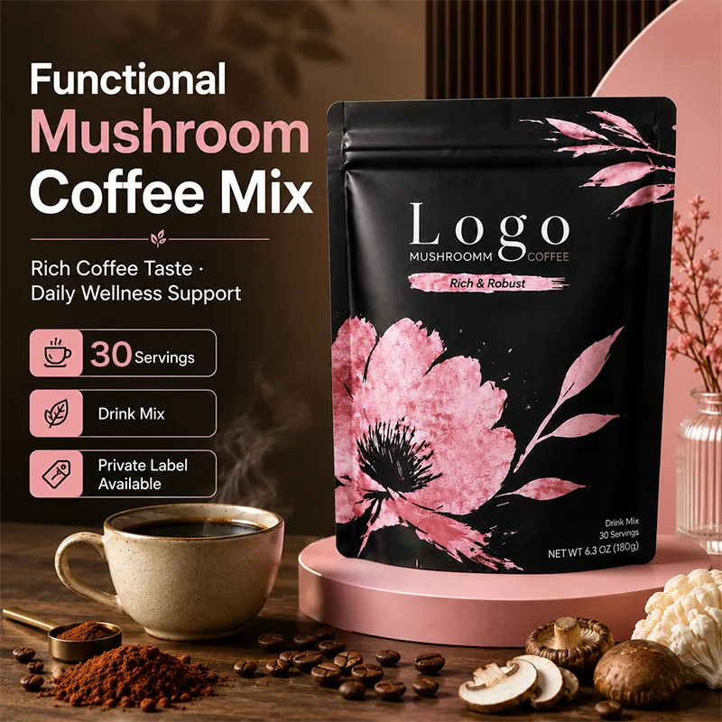 Customizable Mushroom Coffee Lion's Mane Reishi Mix Powder Wellness Instant Coffee for Support Antioxidant Focus Easy Routine