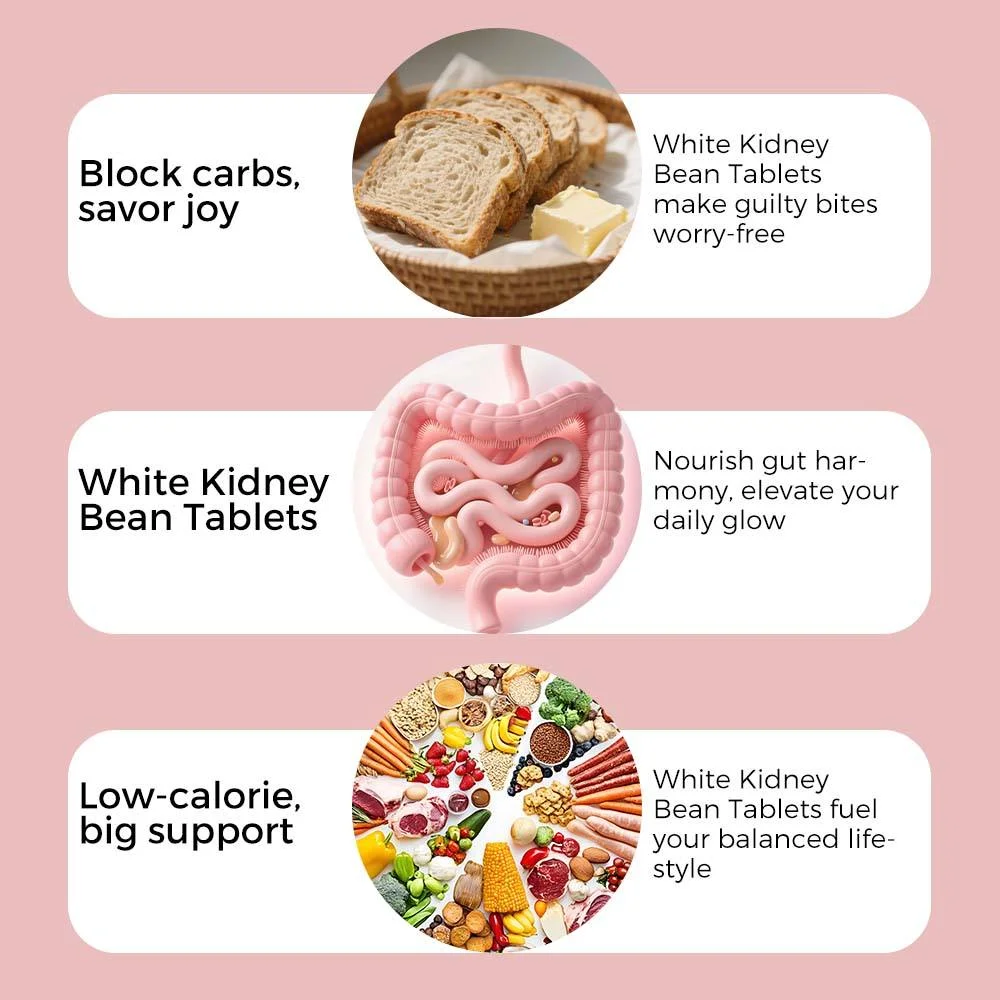 OEM Customized White Kidney Bean Fruit Vegetable Pre Meal Tablets Pressed Candy Dietary Fiber Weight Loss Food in Bottle