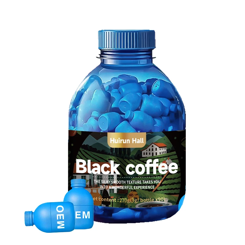 OEM Private Label Premium Grade Instant Black Arabica Coffee Powder Low Sugar Bitter Taste 3g*90 Bottle Customizable Packaging