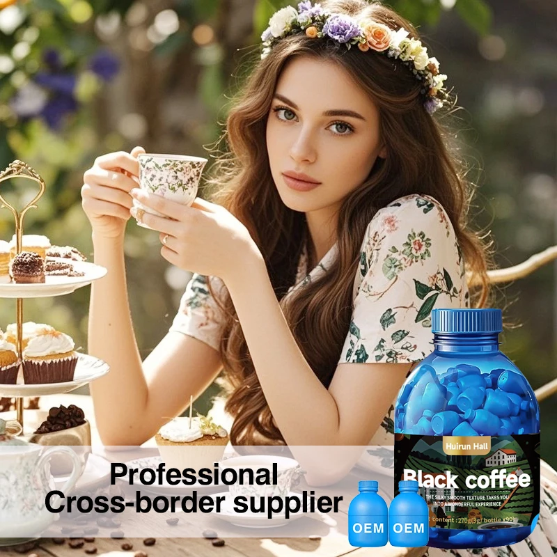 OEM Private Label Premium Grade Instant Black Arabica Coffee Powder Low Sugar Bitter Taste 3g*90 Bottle Customizable Packaging