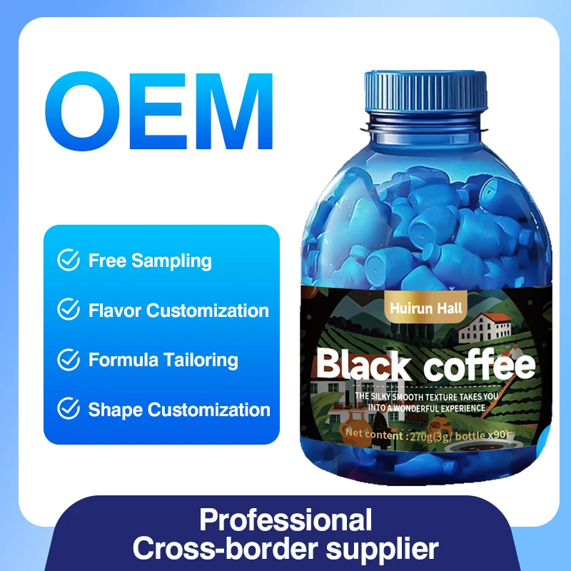 OEM Private Label Premium Grade Instant Black Arabica Coffee Powder Low Sugar Bitter Taste 3g*90 Bottle Customizable Packaging