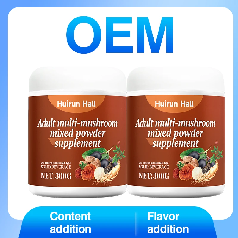 OEM Organic Mushroom Powder Blend for Adults Immune Focus Supplement Featuring Reishi Lions Mane Cordyceps Chaga Custom