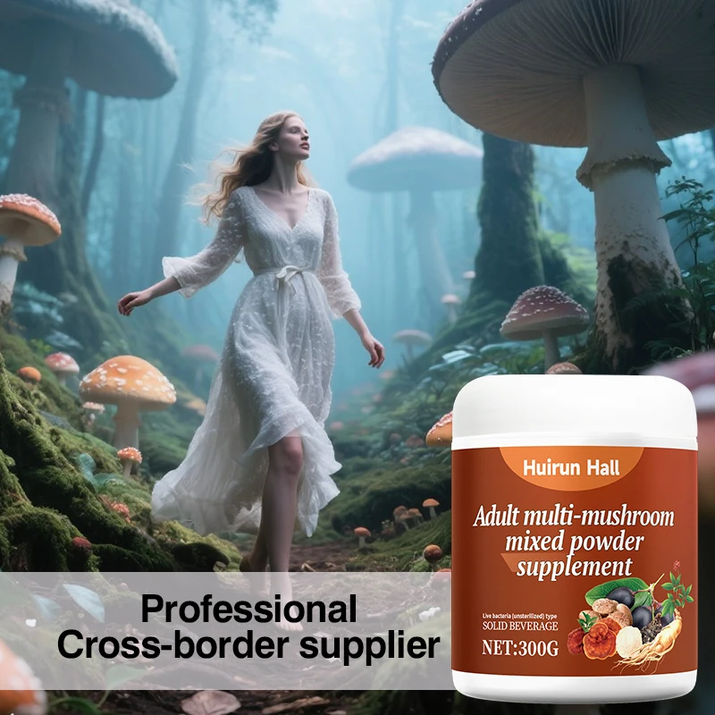 OEM Organic Mushroom Powder Blend for Adults Immune Focus Supplement Featuring Reishi Lions Mane Cordyceps Chaga Custom