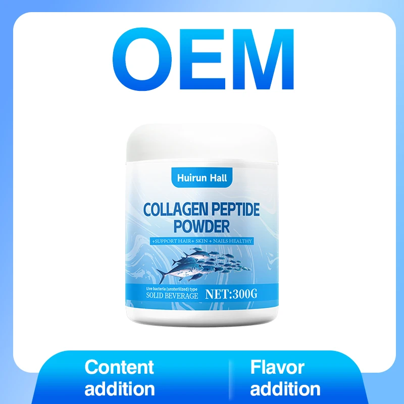Sugar-Free Marine Fish Oligopeptide Anti-Aging Beauty Supplement Collagen Booster for Skin Care Packaged in Bottle