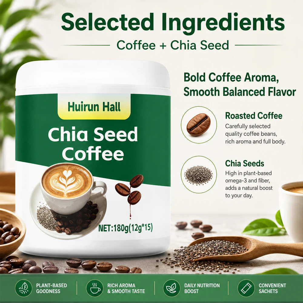 Instant Chia Seed Coffee Energy Drink Mix Fiber-Rich Antioxidants for Healthy Weight Control Daily Vitality Support OEM Bulk
