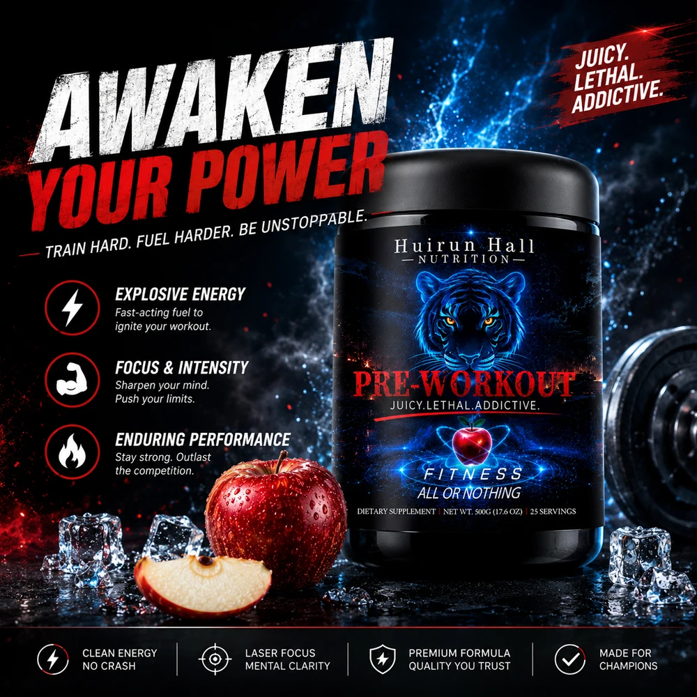 Factory Supply Pre Workout Powder Apple Flavor Energy Boost Gym Supplement Preworkout Powder 500g Support OEM Private Label