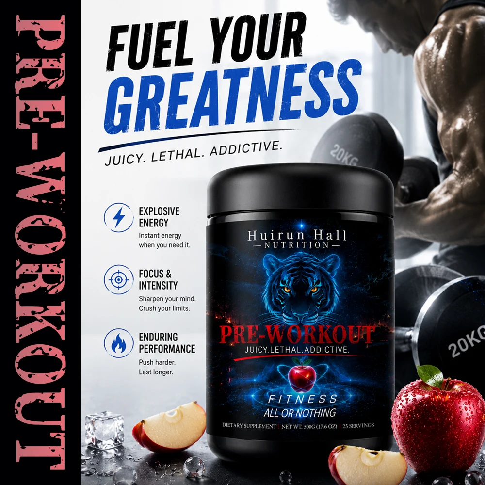 Factory Supply Pre Workout Powder Apple Flavor Energy Boost Gym Supplement Preworkout Powder 500g Support OEM Private Label