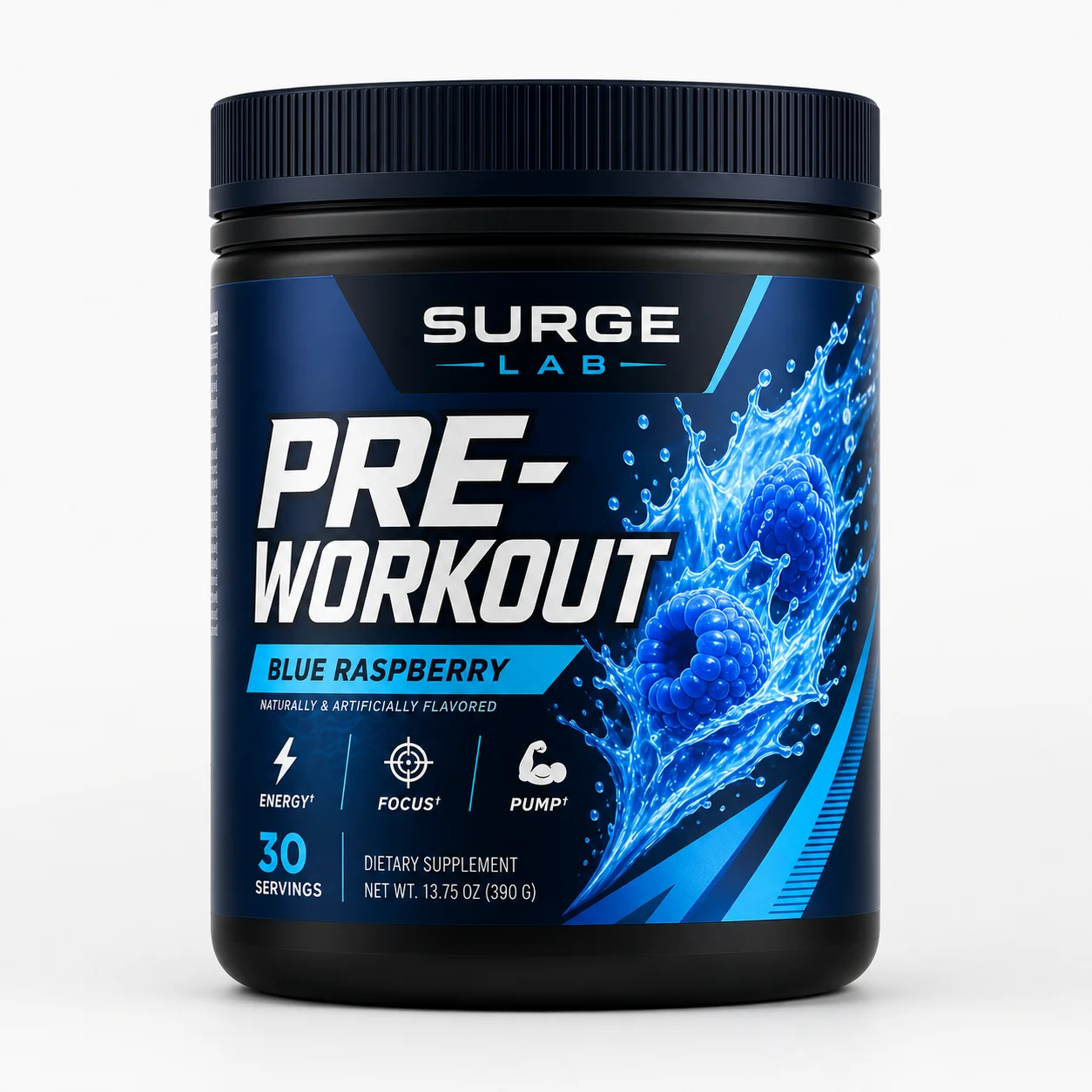 OEM ODM Blue Raspberry Pre Workout Powder Energy Focus Pump Supplement 30 Servings Private Label Sports Nutrition