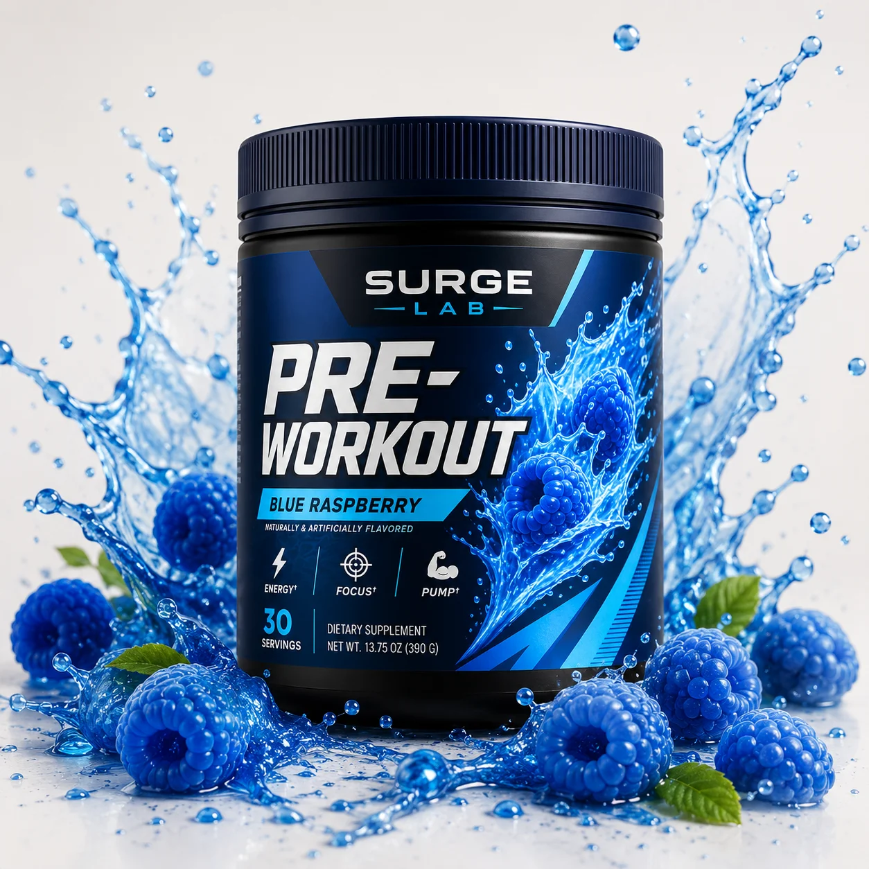 OEM ODM Blue Raspberry Pre Workout Powder Energy Focus Pump Supplement 30 Servings Private Label Sports Nutrition