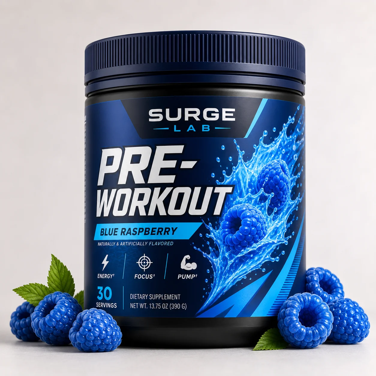 OEM ODM Blue Raspberry Pre Workout Powder Energy Focus Pump Supplement 30 Servings Private Label Sports Nutrition