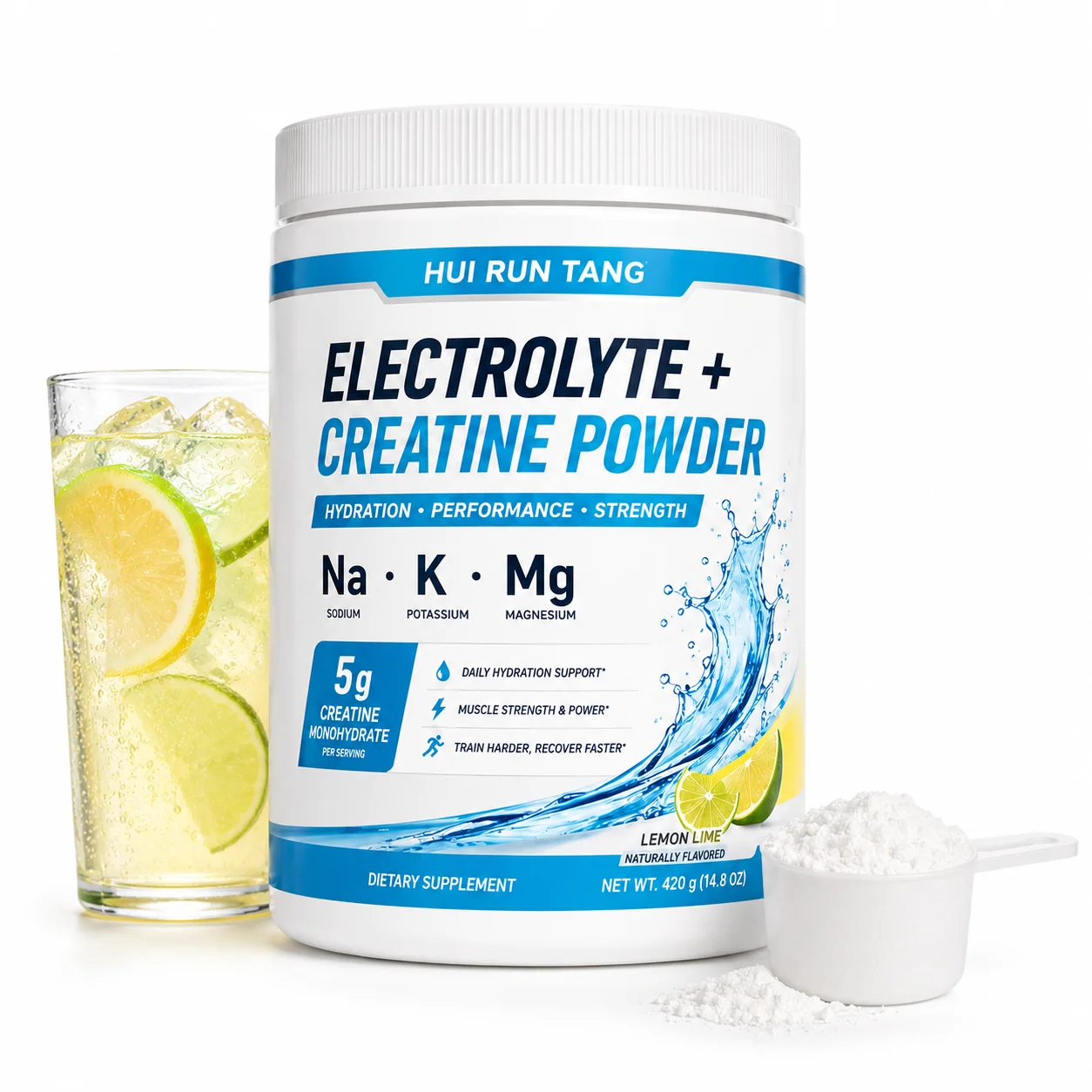OEM Private Label Electrolyte Creatine Powder 5g Creatine Sodium Potassium Magnesium Lemon Lime Drink Mix