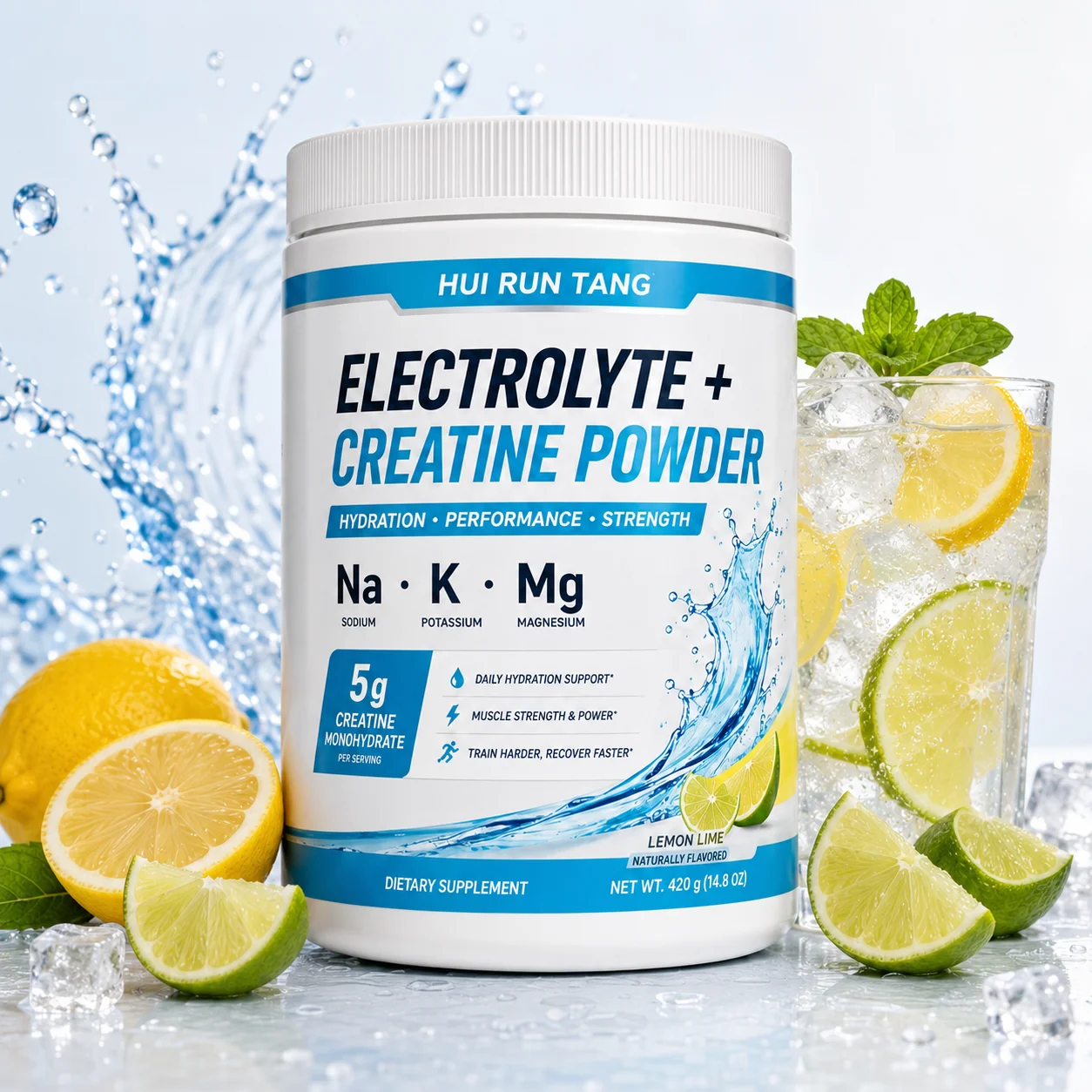 OEM Private Label Electrolyte Creatine Powder 5g Creatine Sodium Potassium Magnesium Lemon Lime Drink Mix