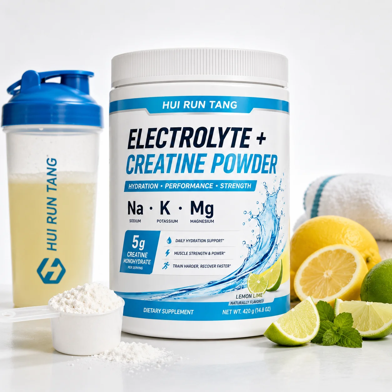OEM Private Label Electrolyte Creatine Powder 5g Creatine Sodium Potassium Magnesium Lemon Lime Drink Mix
