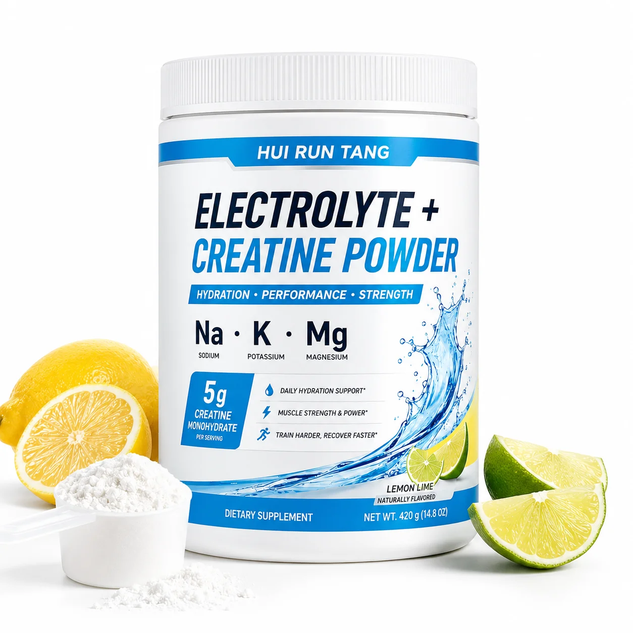 OEM Private Label Electrolyte Creatine Powder 5g Creatine Sodium Potassium Magnesium Lemon Lime Drink Mix