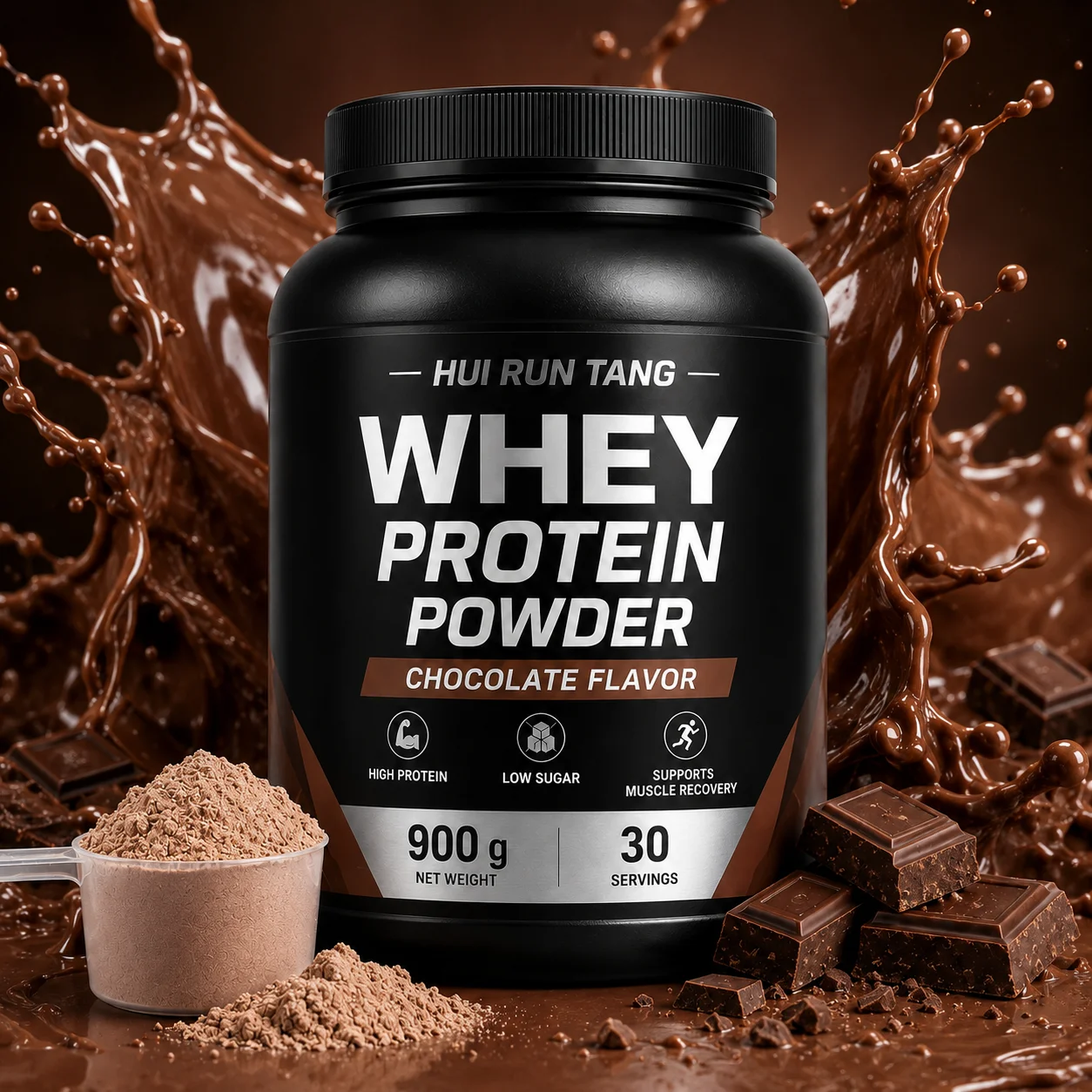 OEM Private Label Chocolate Whey Protein Powder High Protein Sports Nutrition Supplement 900 g 30 Servings