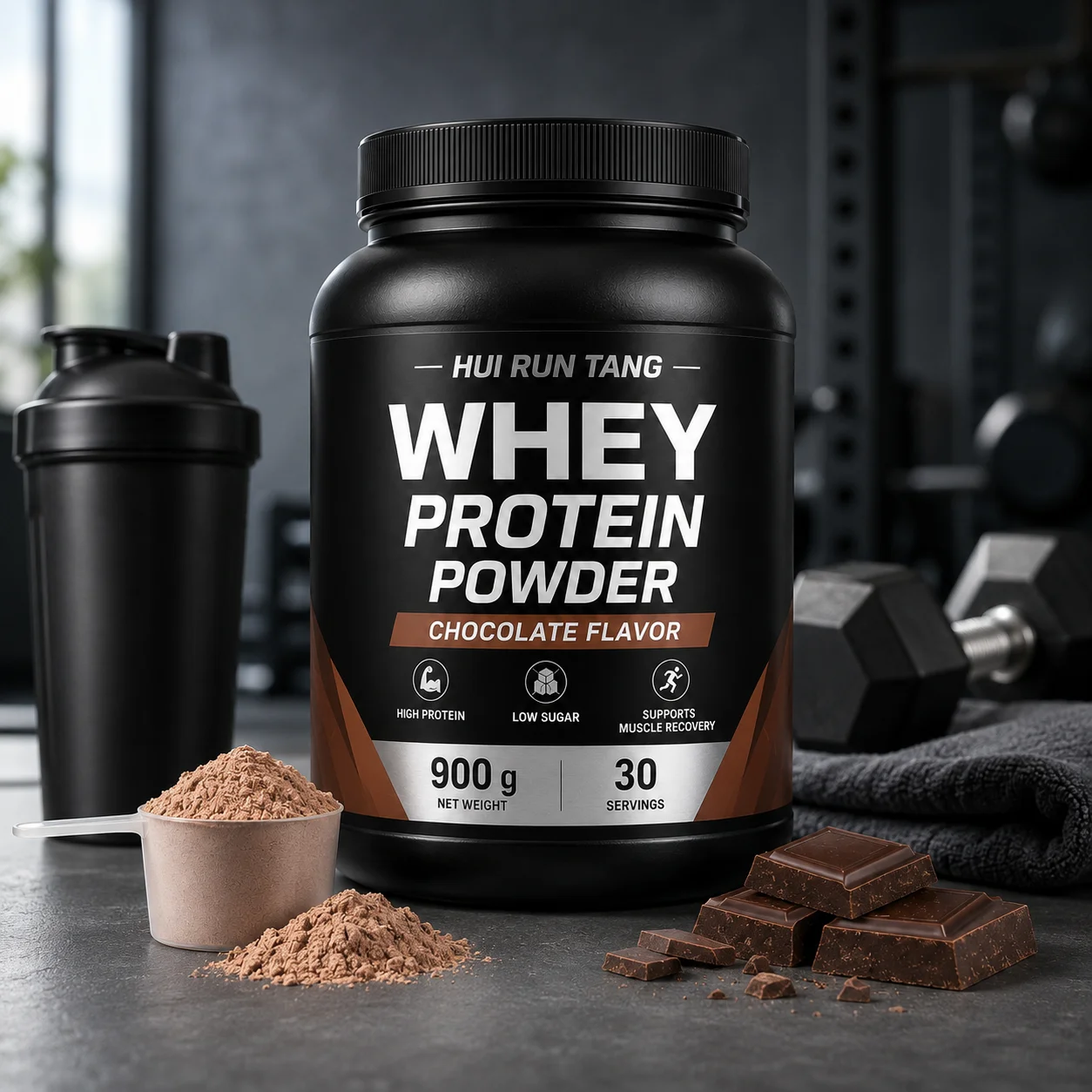 OEM Private Label Chocolate Whey Protein Powder High Protein Sports Nutrition Supplement 900 g 30 Servings