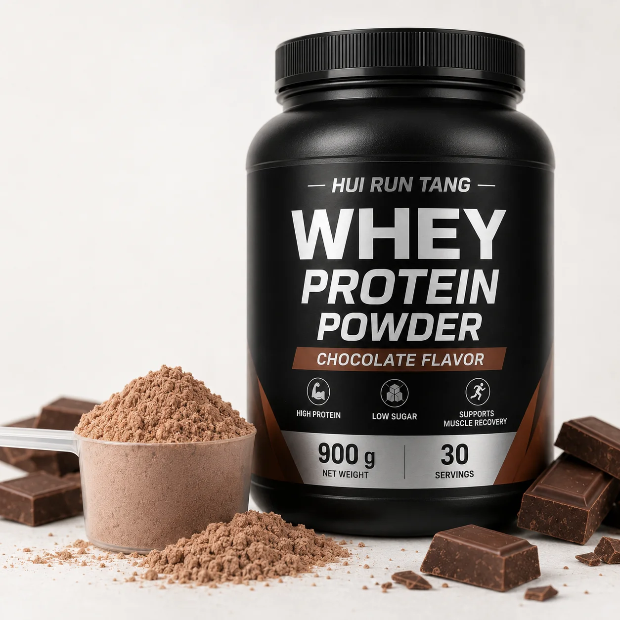 OEM Private Label Chocolate Whey Protein Powder High Protein Sports Nutrition Supplement 900 g 30 Servings