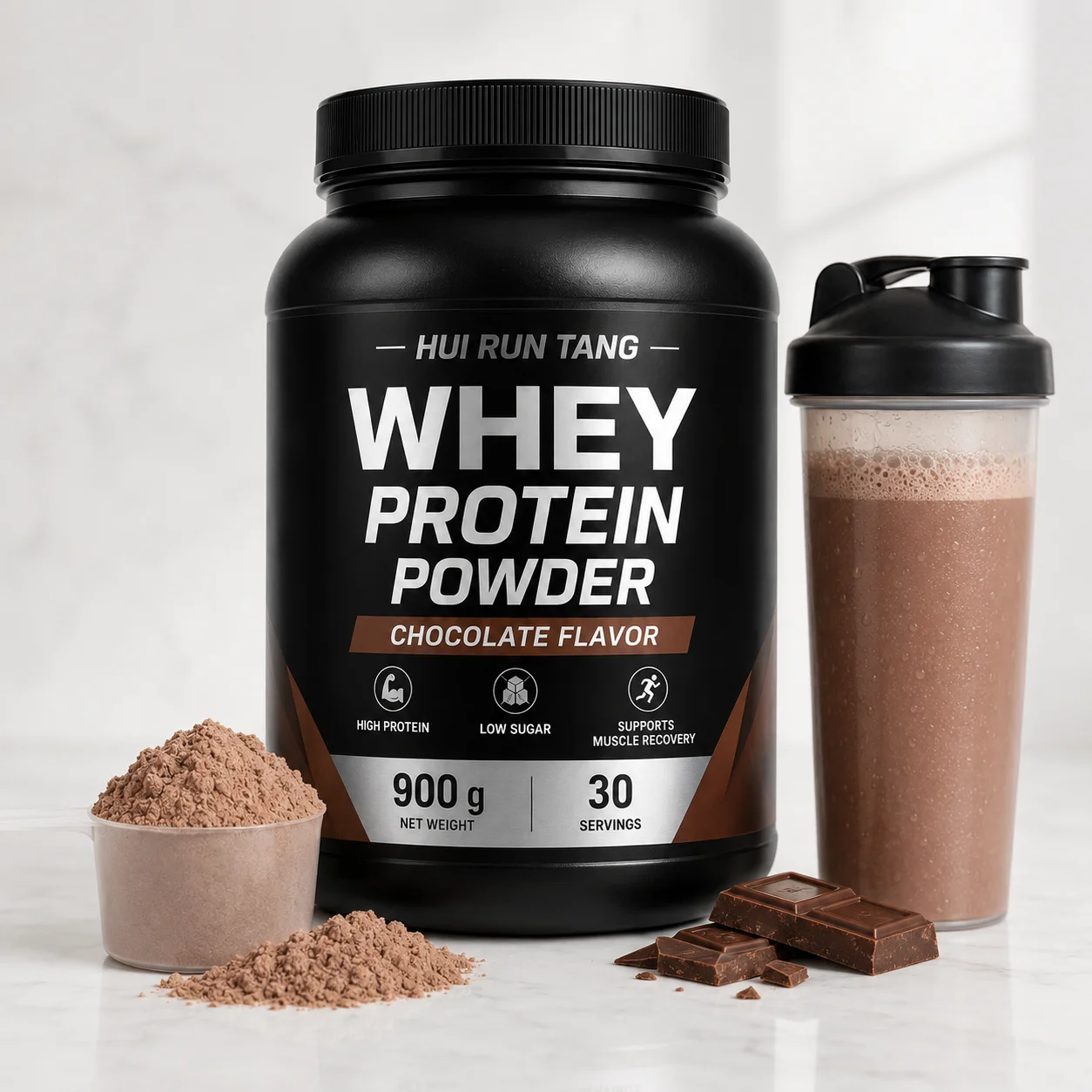 OEM Private Label Chocolate Whey Protein Powder High Protein Sports Nutrition Supplement 900 g 30 Servings