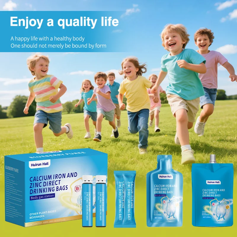 Private Label Calcium Iron Zinc Liquid Supplement OEM Supported Ready to Drink Stick Pack Bottle Packaging Flavored Processing