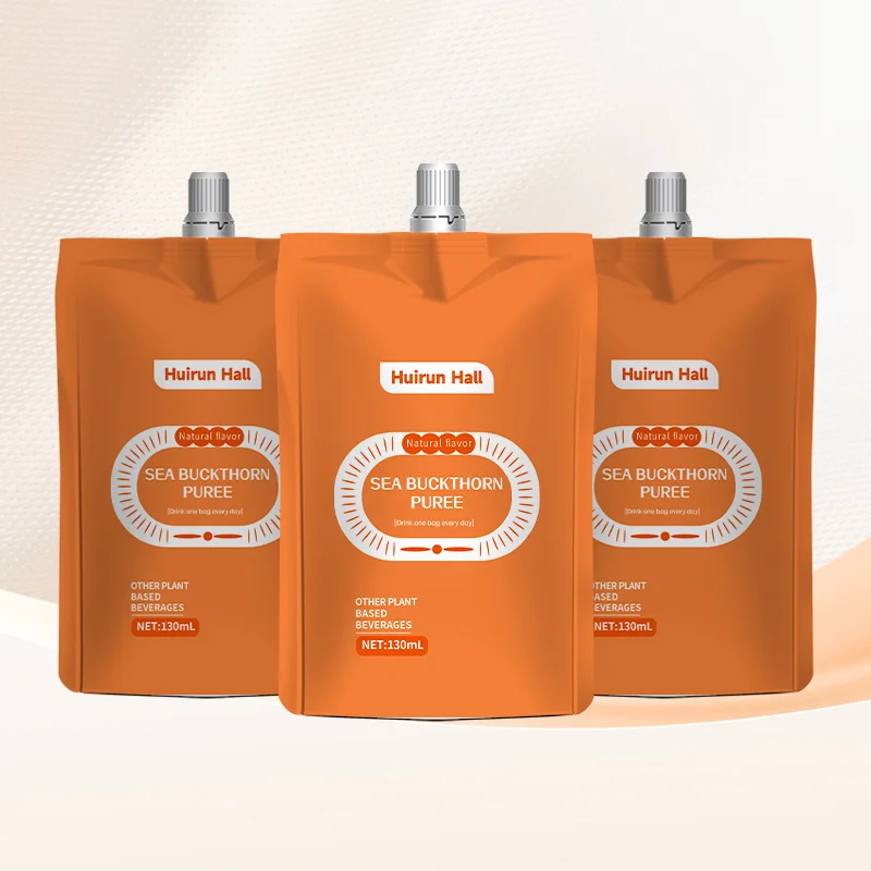 OEM Private Label Organic Sea Buckthorn Puree Juice Concentrate Bulk Beverage Supplement Flavored Processing Bottle Packaging